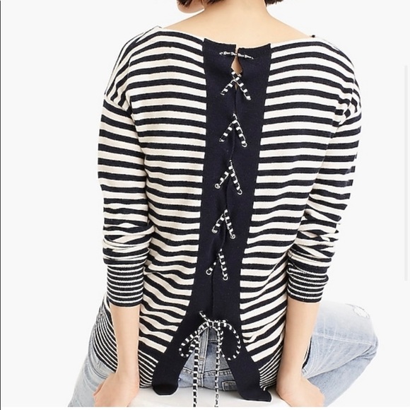 J. Crew Sweaters J Crew Laced Back Striped Cashmere Sweater Poshmark
